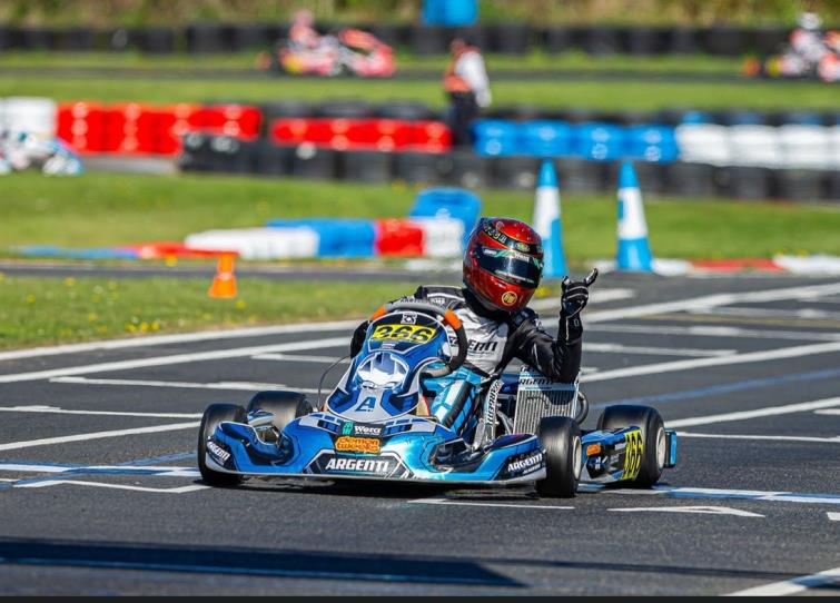 Harrison celebrates a winning finish